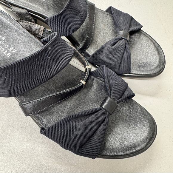 Naot Black Strappy Slid On Mule Sandals Womens 6 Leather Fabric Kitten Heels - Picture 4 of 8